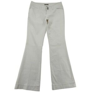 Joujou Womens Off White Flare Leg Stretch Trouser Pants Size 7/8 Low Rise Y2K